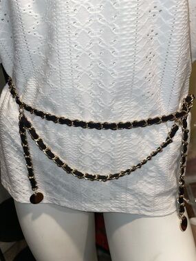 Black Suede and Gold Tone Chain Belt
